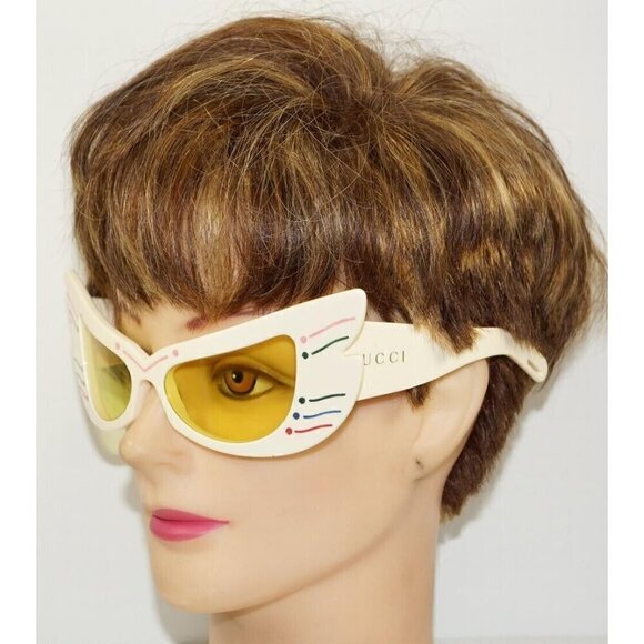 New Auth GUCCI Hollywood Forever Ivory Yellow Wing Mask Sunglasses GG0710S 003 main image 6